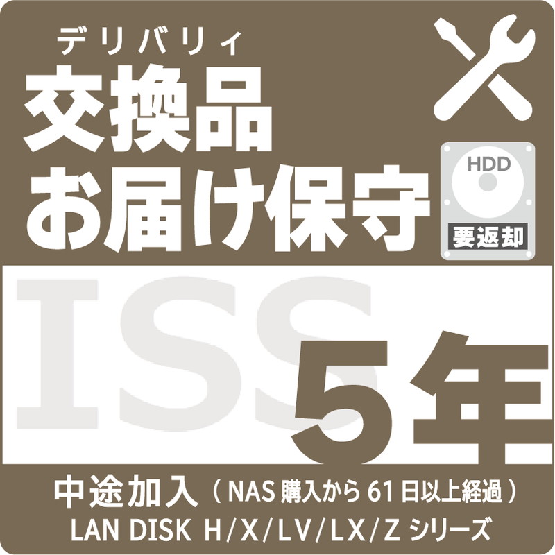 ISS-NHA-ST5／NAS用交換品お届け（デリバリィ）保守5年 AFTER加入