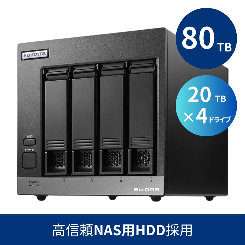 HD4-UTN80／80TB 高信頼NAS用HDD採用 法人向け外付け4ドライブハードディスク（20TB×4）